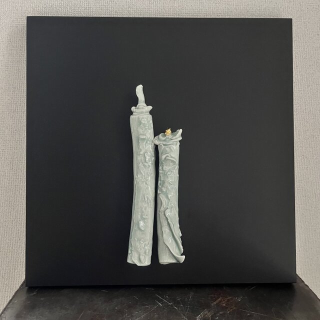 筒雛　青白磁　陶額(大)  No.18