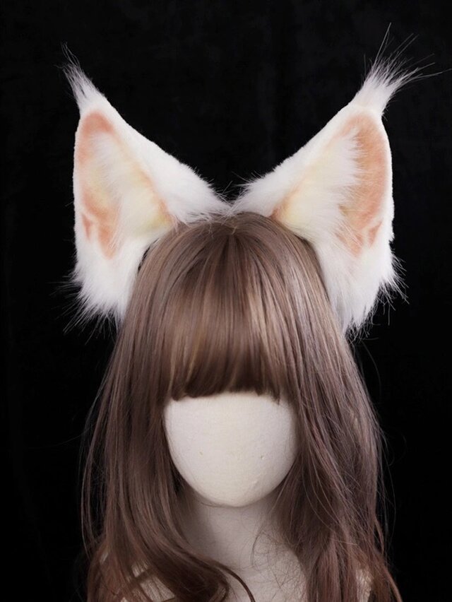 【受注生産】メイン猫の耳カチューシャ 手作りリアルな毛皮のような ヘアアクセサリー シミュレーション動物の耳 ロリータ