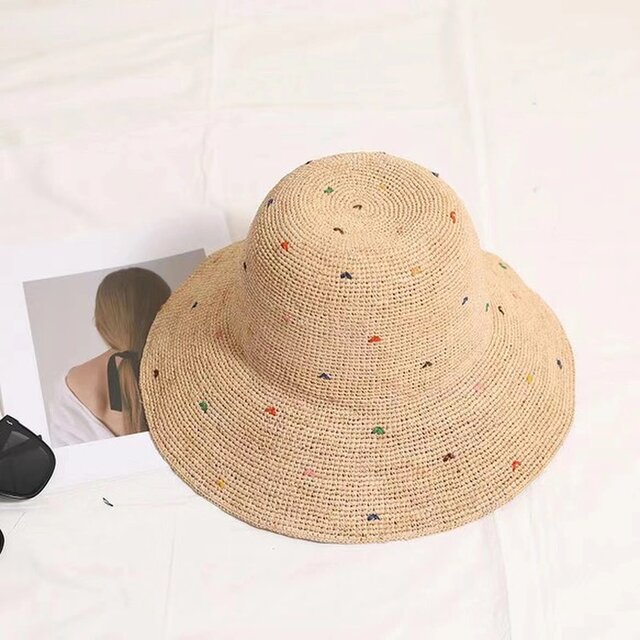 ラフィアハット、ツバ広麦わら帽子 夏用 大人 ストローハット ラフィアハット、ツバ広麦わら帽子 夏用 大人 ストローハット