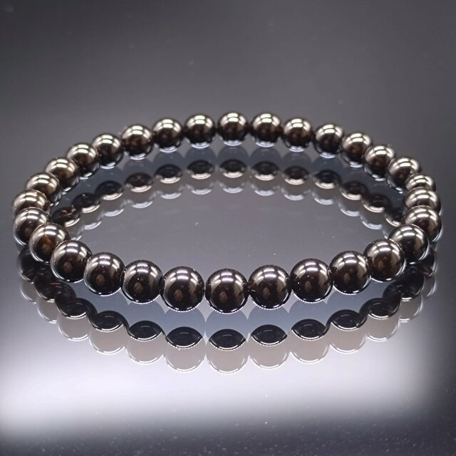 モリオン(黒水晶)・6mm・【最高品質・鑑別済み】ブレスレット | iichi
