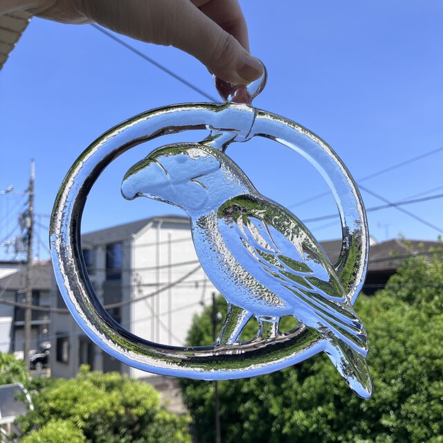 北欧＊陽気なオウムのサンキャッチャー/バーティルヴァリーン/ヴィンテージガラス
