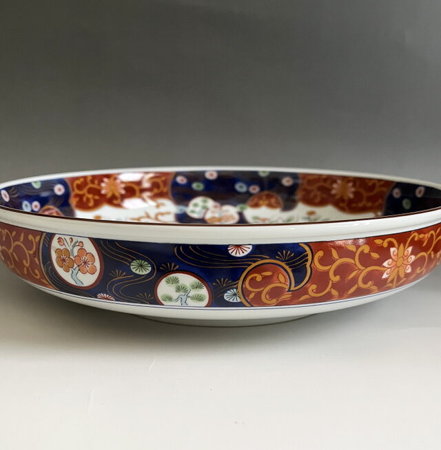 美濃焼 前畑陶器 庫山窯 色絵深皿 直径30cm yk274 | iichi