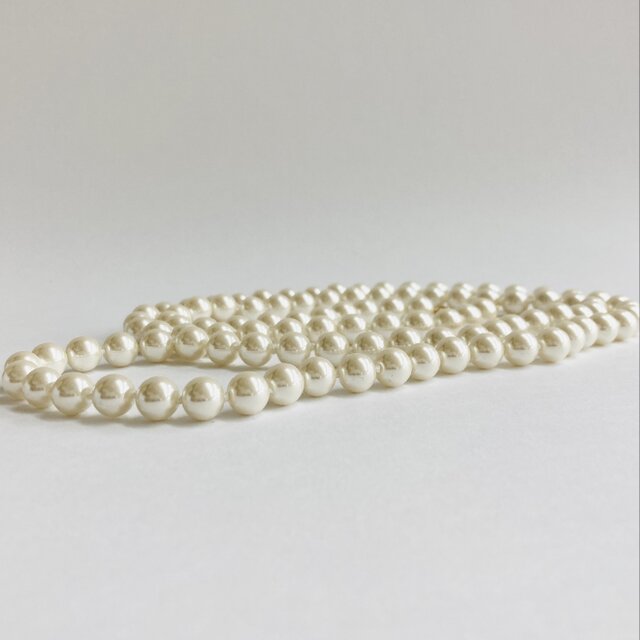 ガラスパール2Wayオールノットロングネックレス/8mm約90cm/Lt.クリーム/G/made in japan