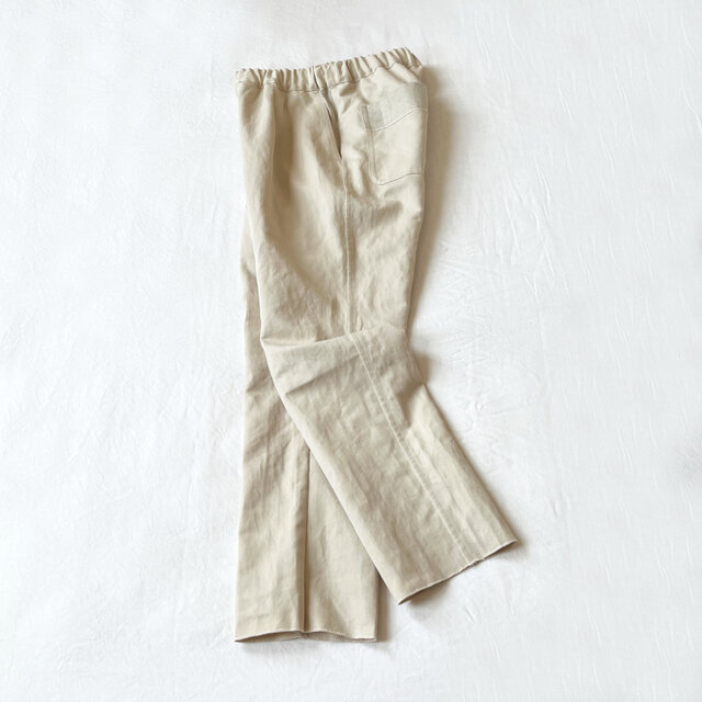 リネン＆ピマコットン ツイル・プレーンテーパード パンツ