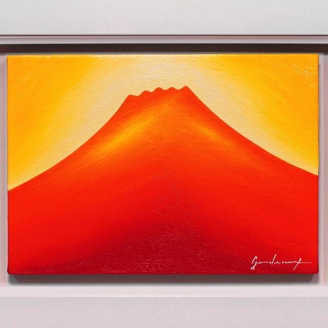 ◎鳳凰と赤富士　　絵画　油絵　富士山 新月割引【風水】赤富士鳳凰 金運アップ仕事運商売繁盛 大きめ高