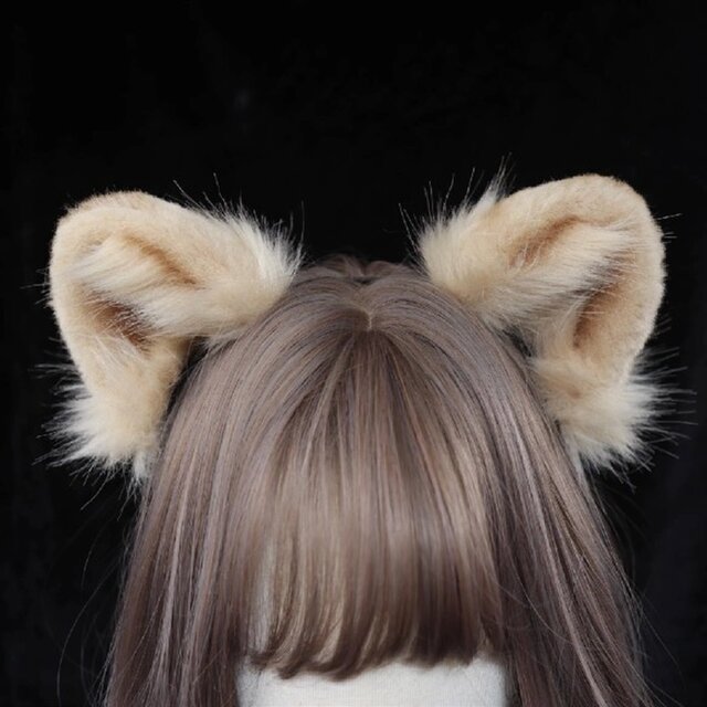 受注生産】ライオンの耳カチューシャ 手作 リアルな毛皮のような ヘア