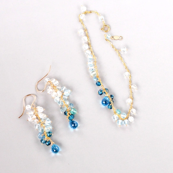 春のお得なセット販売　Brise Bleue – ブリーズ・ブルー セット （スイスブルートパーズピアス＆ブレスレット）