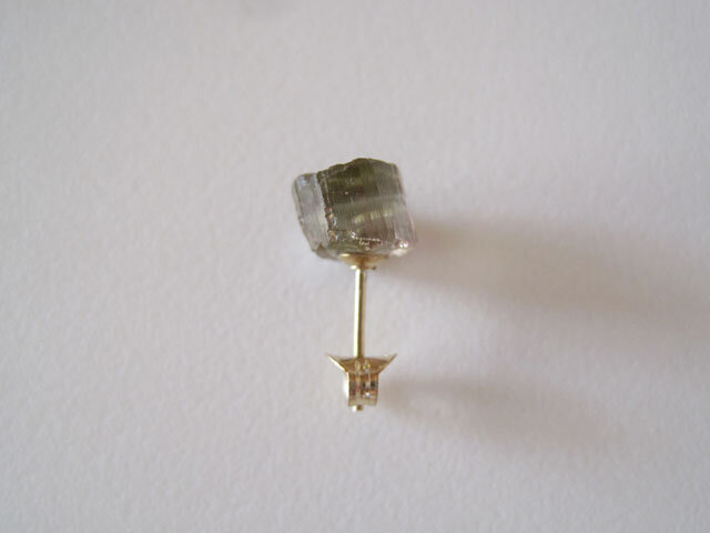 バイカラートルマリンの結晶ピアス/Brazill/watermelon 14kgf