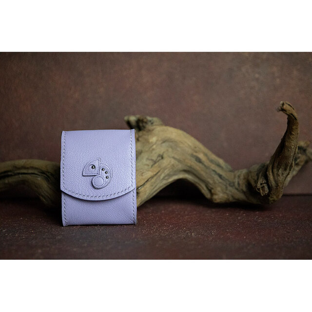 カメレオン デザイン / ヤギ革 ボックス式小銭入れ ( ラベンダー )