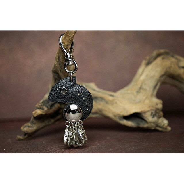 88色からオーダー可！！ カメレオン デザイン / ヤギ革 5連ロータリーキーホルダー