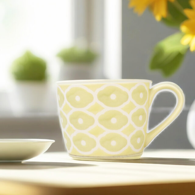 フラワーマグ イエロー【砥部焼】