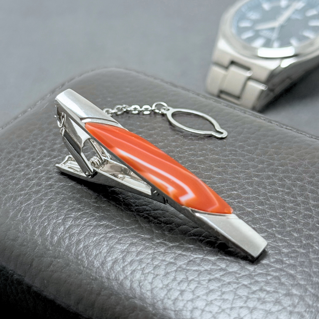 ラス1 ひし形の旋律 サードオニキス/紅縞瑪瑙  RHP 天然石ネクタイピン - Lean