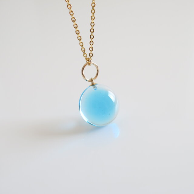 夏色ガラス＊スカイブルー＆クリア／14KGF セミロングネックレス