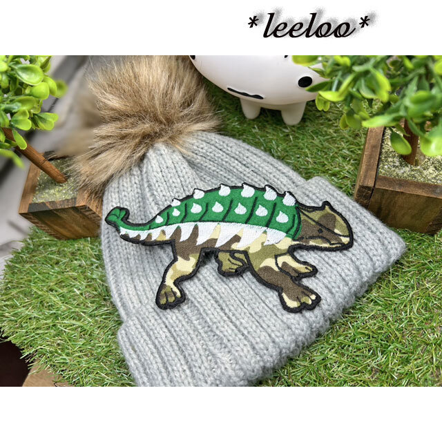 人気の恐竜アンキロサウルス/カモフラージュb☆大ワッペン緑迷15-1枚