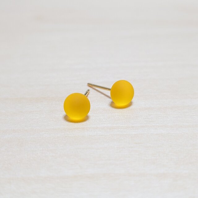 ふんわりフロストガラス＊イエロー／ピアスorイヤリング