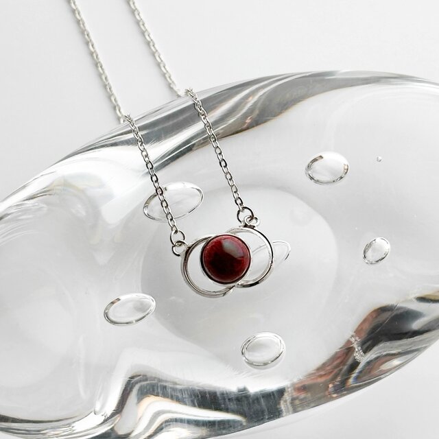 二ツ輪 【Garnet】七宝焼ペンダント 純銀張七宝