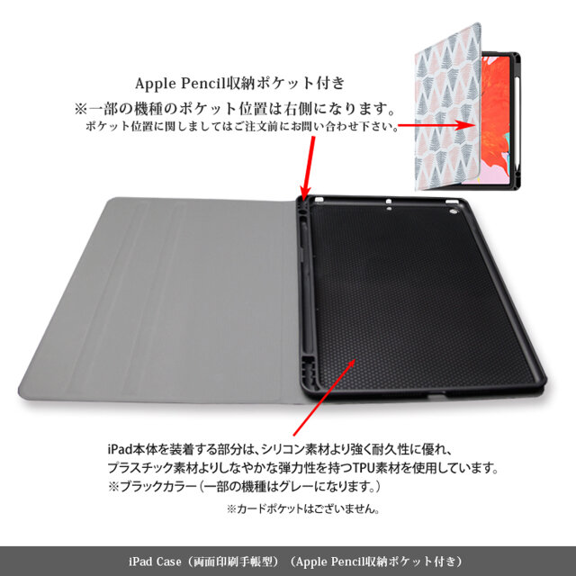 両面印刷（Apple Pencil収納ポケット付き）手帳型 iPadケース【Blue