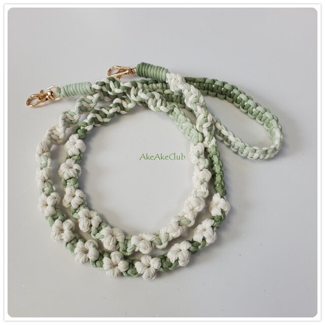 スマホショルダー＊しろつめくさ＊マクラメコットン