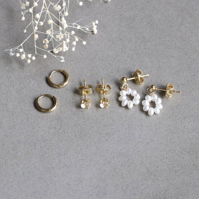 つけっぱなしOK◆ 毎日身につけたくなるシンプルピアスセット（３点）　サージカルステンレス　--Minimalism--