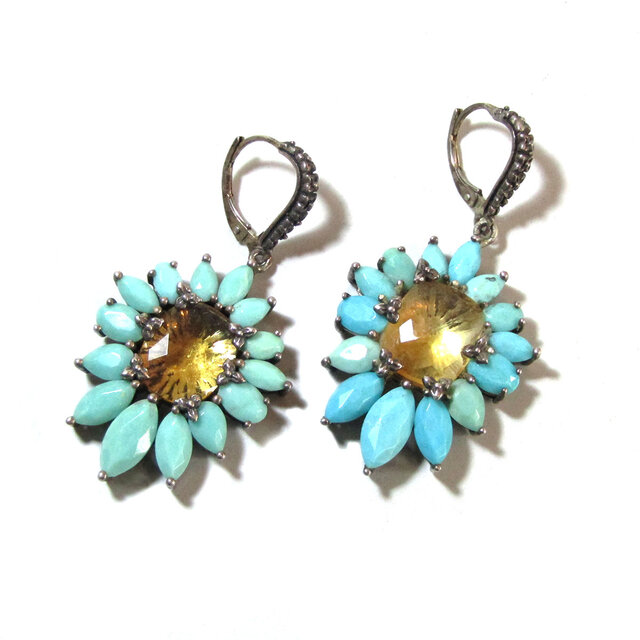 USA 「Stephen Dweck」  Silver Flower Design Earrings