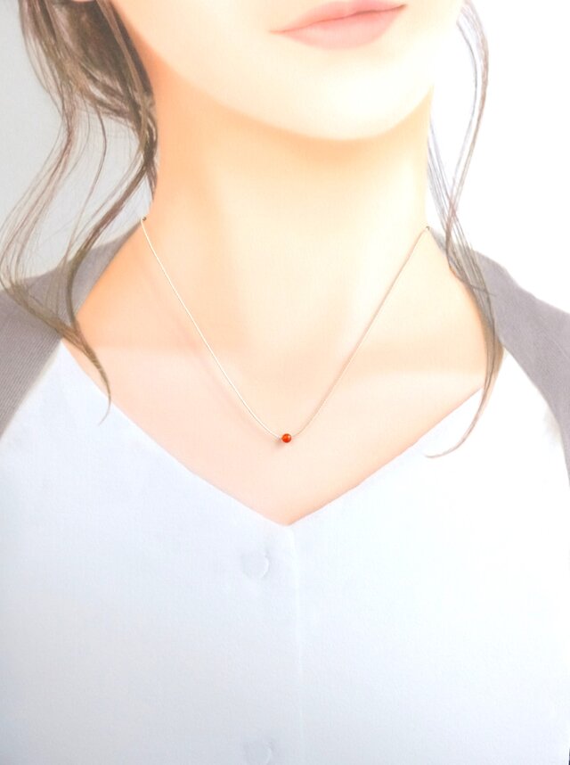 4【7月の誕生石 オレンジのカーネリアン】極小3mm 14kgf 肌に
