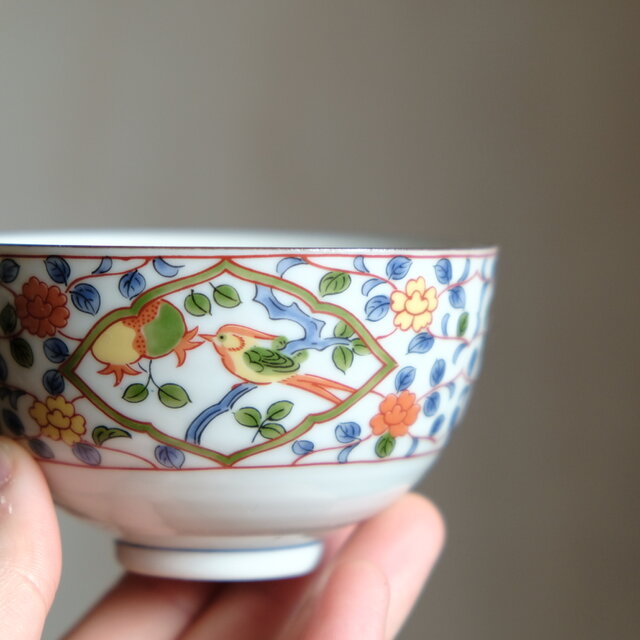 赤絵白磁草花文丸型浅鉢6客 美術品・アンティーク・コレクション