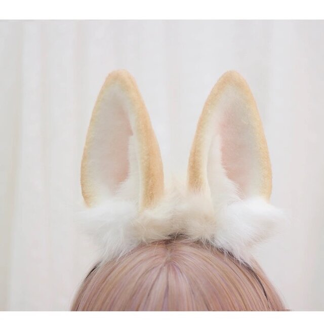 【受注生産】うさぎ耳カチューシャ 手作り リアルな毛皮のような ペットの耳ヘアアクセサリー シミュレーション動物の耳