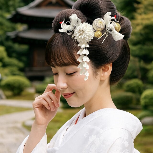 つまみ細工髪飾り 成人式 和婚 結婚式 卒業式 和装 白無垢 振袖