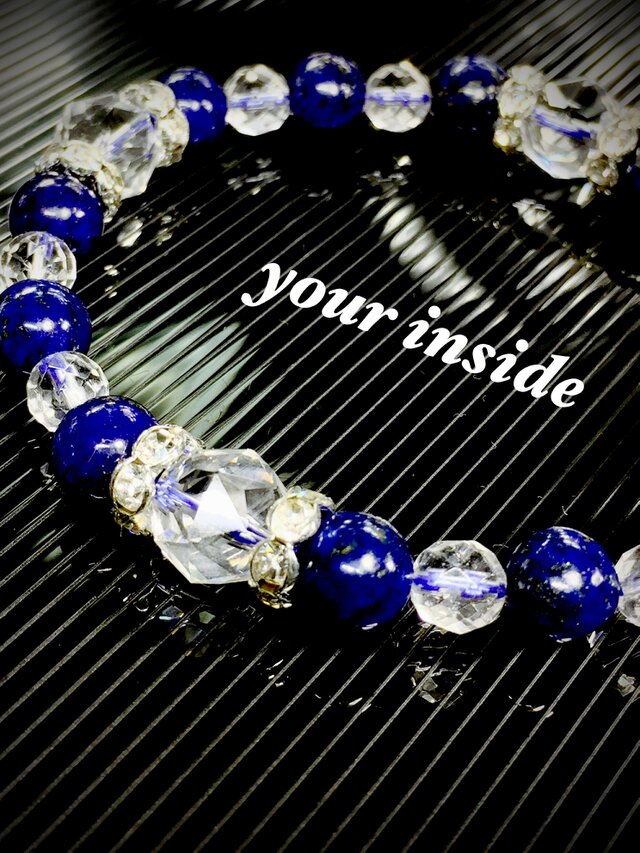 ラピスラズリ スターカット水晶 天然石ブレスレット | iichi