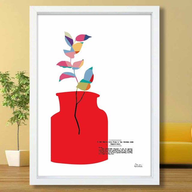 リーフのモダン　送料無料 　イラスト　たのしくなるお部屋　ポスター　アートポスター　アートsei検索新着順　3466