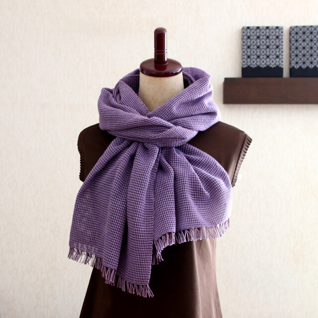 weakend.ストール　ラベンダー コットン100％チクチクしない手織り薄手ストール【ラベンダー