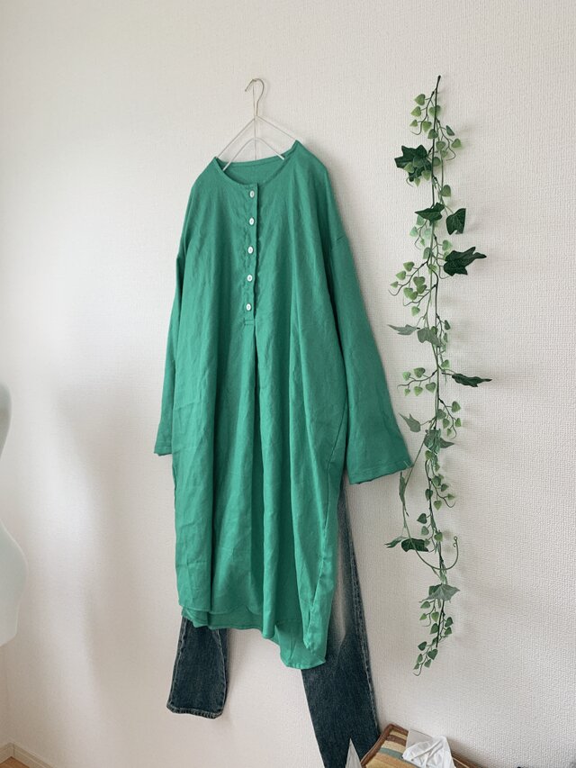 リネンヘンリーネックワンピース