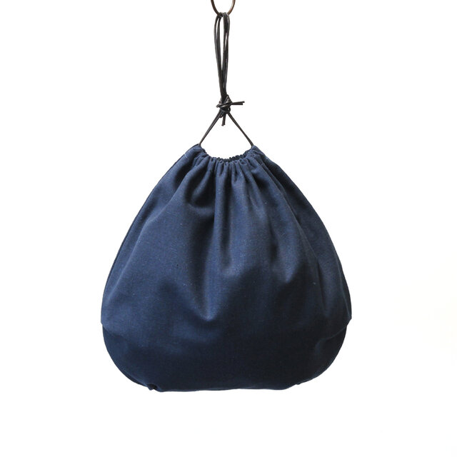 【特価品】バスケット用インナーバッグ　コットンリネン（ プルシャンブル― ）巾着袋 内袋 かごバッグ