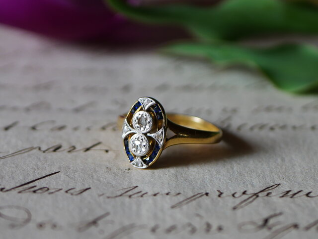 フランス　アンティーク　アールデコ　ダイヤモンド　リング FR-56 アールデコ K18 アンティークリング 指輪 フランスアンティーク