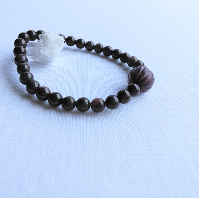ヌーマイトインガーネット」とオリジナル陶土ビーズ＊＊＊ブレスレット