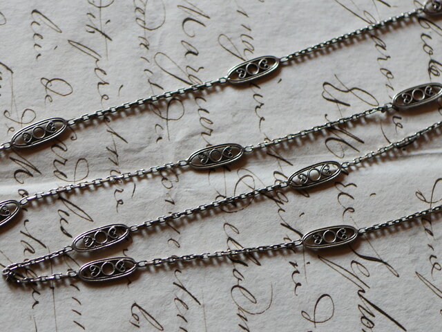 蟹マーク 純銀 フィリグリーネックレス フランスアンティーク