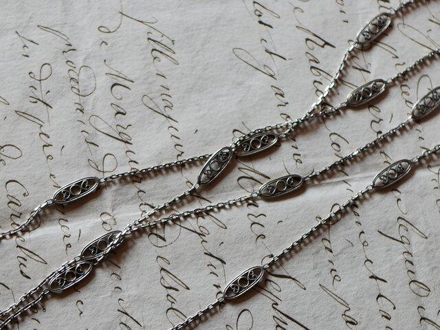 アンティーク フィリグリー 純銀 フィッシュ 「魚」 ネックレス ANTIQUE 蟹マーク 純銀 フィリグリーネックレス フランスアンティーク
