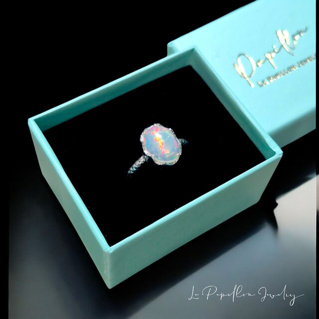 オパールのシルバーリング 14号 艶やかオパール シルバーリング | Le Papillon Jewelry
