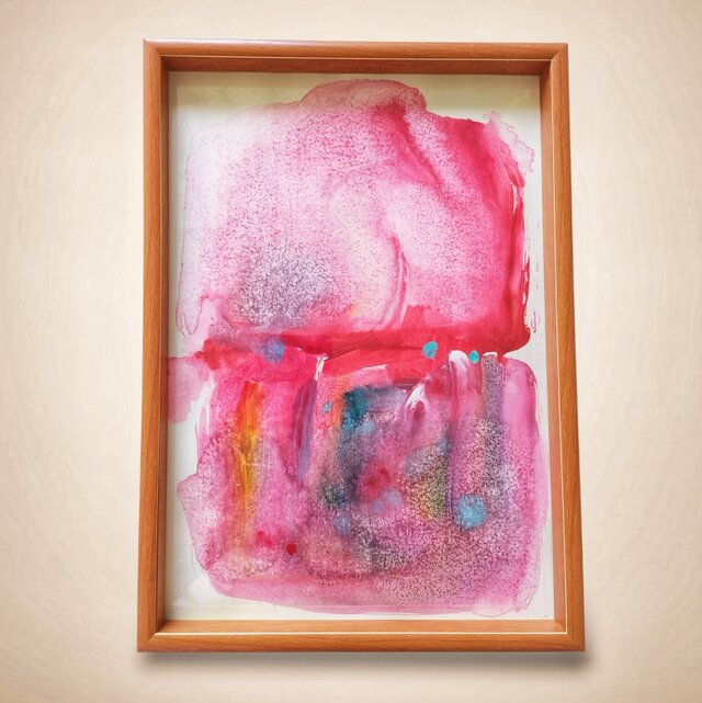 Kurenaī　水彩画　フレーム付