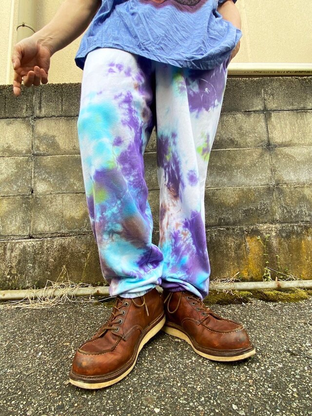 タイダイ スウェットパンツ Lサイズ パープル×ブルー×ブラウン HD23-87