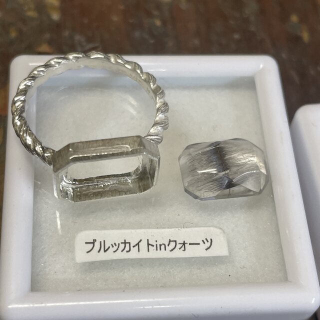 天然石　プラチナルチル　ブルッカイトインクォーツ　リング　指輪　シルバー925 ece523aecc1a6529ec4567d5d45b2a