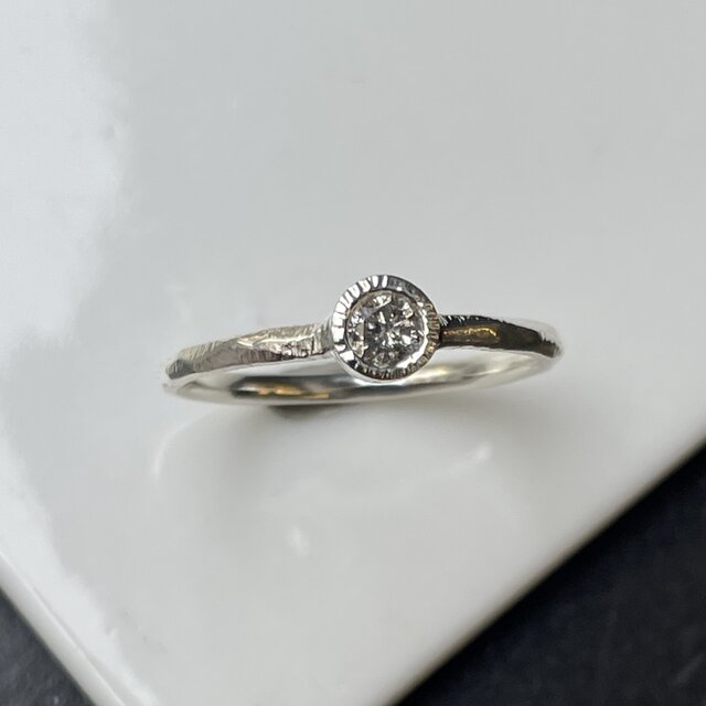 ソルト＆ペッパー グレー ダイヤモンド 0.15ct 3.5㎜ シルバーSV925