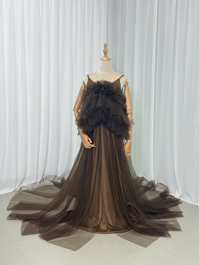 ブラウン フリル付きパーティードレス Sサイズ ブラウン フリル付きパーティードレス Sサイズ 楽天市場】フリル