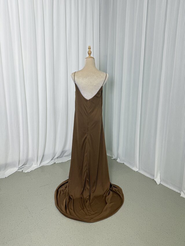 人気上昇！パーティードレス ブラウン 2ways キャミソール 胸元