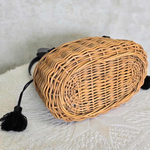 お値下げ！天然アラログ　かごバッグ ブラック d486e381acf63ded795c0463468dd5