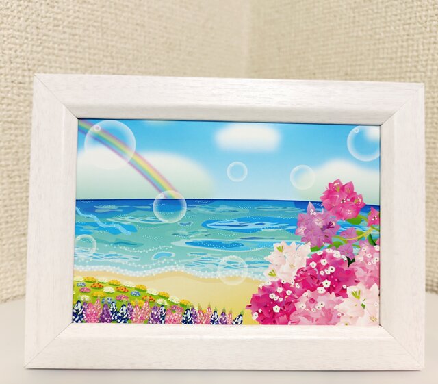 ポストカード ブーゲンビリアと海 3枚組(シール5枚付き) | iichi