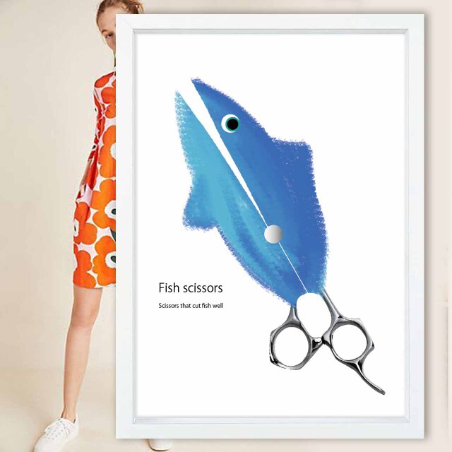 ポップなハサミ　送料無料 　イラスト　たのしくなるお部屋へ　ポスター　アートポスター　アートsei検索新着順　3478