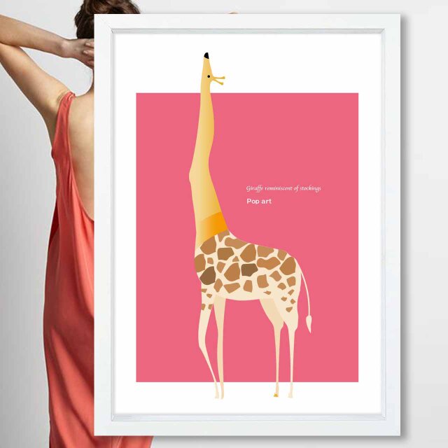 ポップアート　キリン　送料無料 　イラスト　たのしくなるお部屋へ　ポスター　アートポスター　アートsei検索新着順　3476