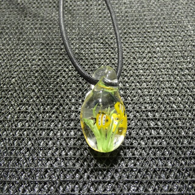 アマモと魚たちNO.6（ガラス、とんぼ玉、海藻、伝統工芸、一点物、海）