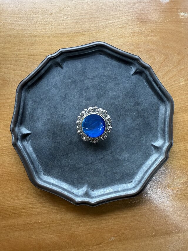 195 ヴィンテージ　モルフォブルーのウィングブローチ